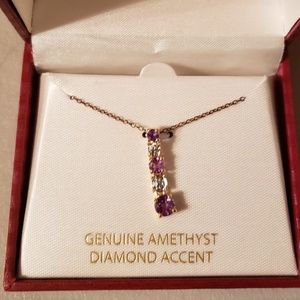 Gold Amethyst Diamond accent necklace